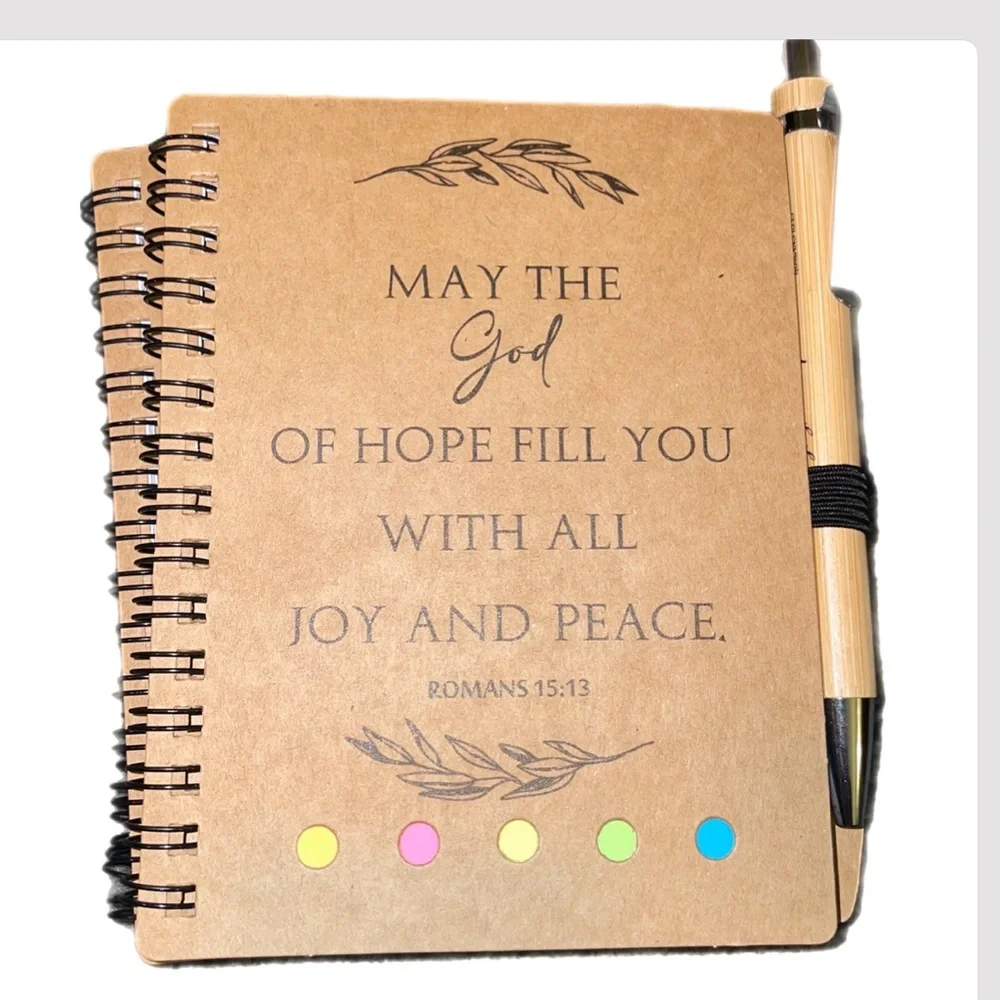 10 gift sets Christian Spiral Notebook W/Bible Verse,Bamboo Pen+matching+Journal